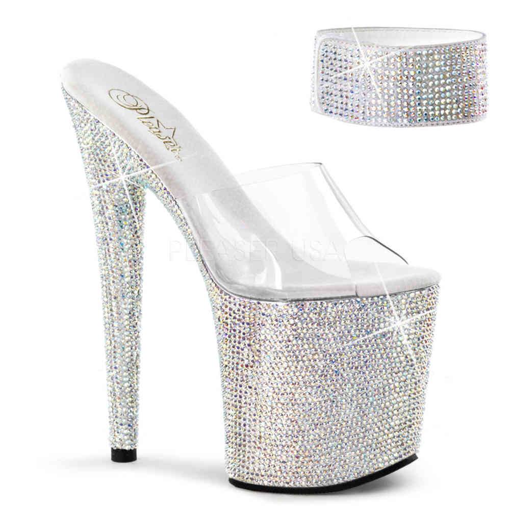 Pleaser - BEJEWELED812RS Sandale à bride à la cheville, Pole dance chaussures - Chaussures de pole dance - Noir Product image